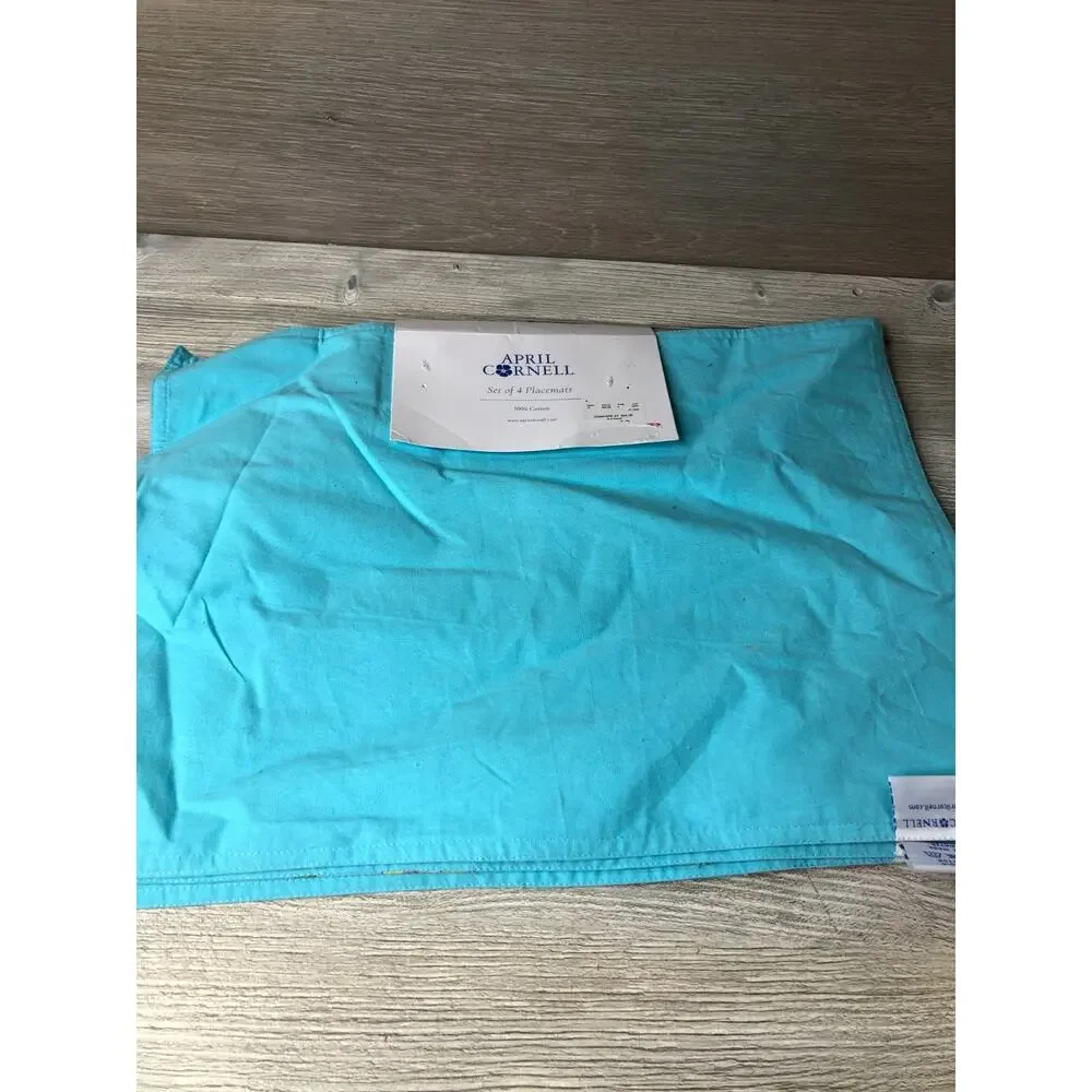 April Cornell Placemats Wildflower Aqua Turquoise Blue 14x 19